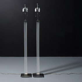 Pair of Karl Springer SQUARE COLUMN Floor Lamps