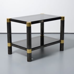 Karl Springer ROUND LEG TWO-TIER Occasional Table