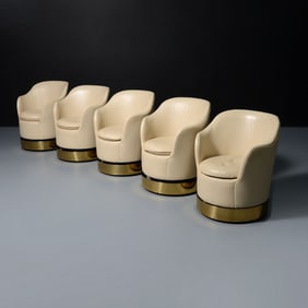 Set of 5 Swivel Lounge Chairs, Manner of Karl Springer