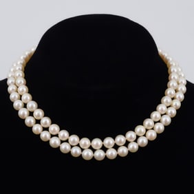 Cultured Pearl & 14K Gold Estate Necklace