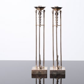 Pair of M. Grunberg Sterling Silver Candlesticks