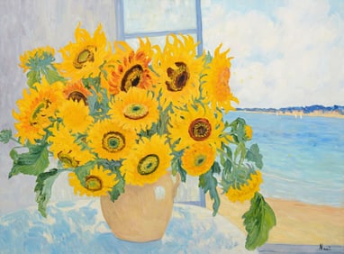 Large Marie Lucie Nessi-Valtat Painting, 50"W