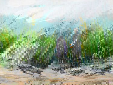 Geza Pogany Painting, Landscape with Nude Figures