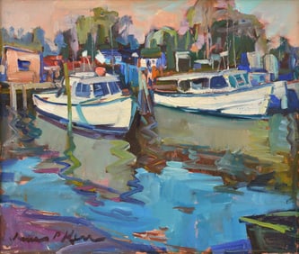 James P. Kerr Painting, Harbor Scene