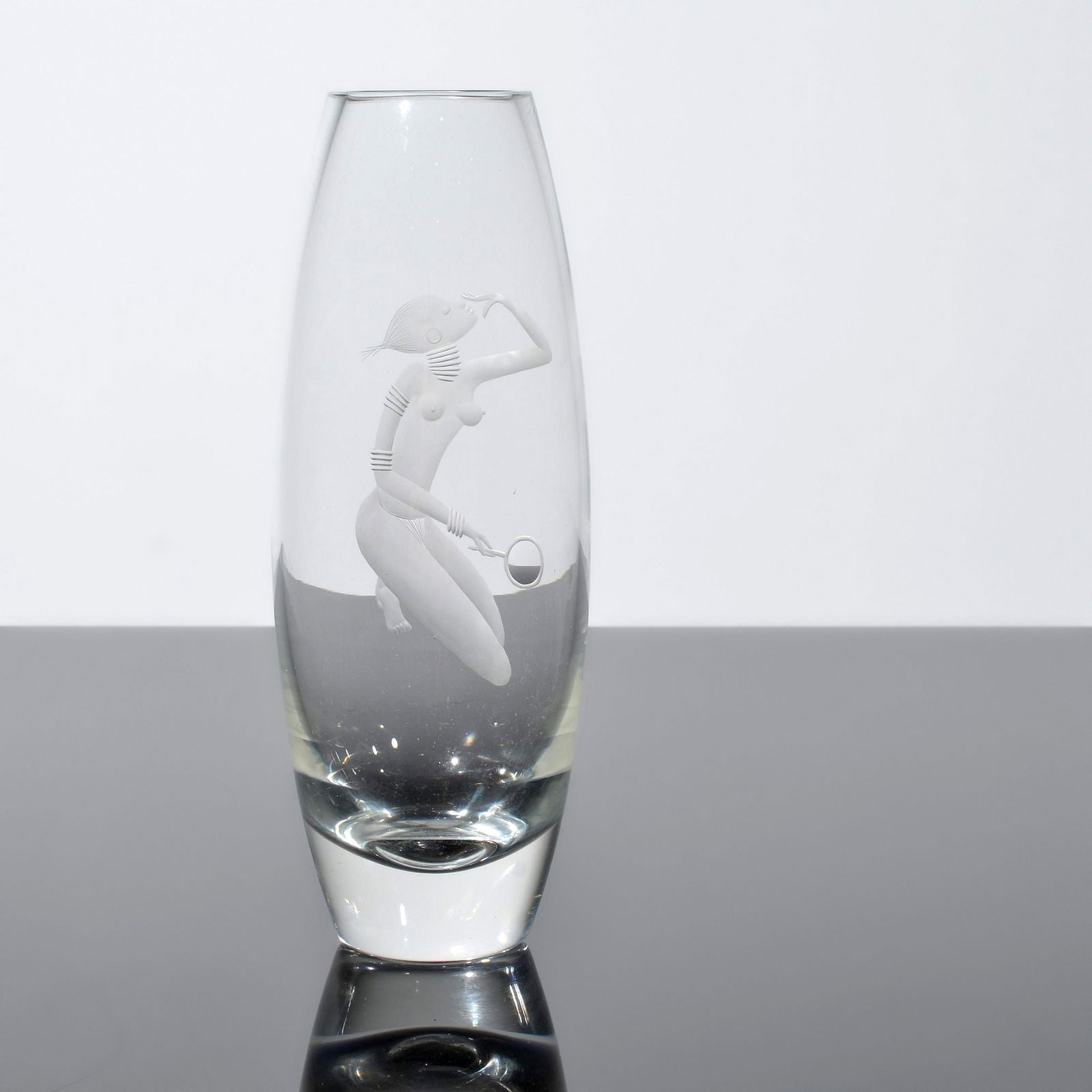 Per Lutken Vase, Female Nude Figure: Artist/Designer; Manufacturer: Per Lutken (Danish, 1916-1998); Holmegaard (Denmark)Marking(s); notes: signed, marking(s)Materials: glassDimensions (H, W, D