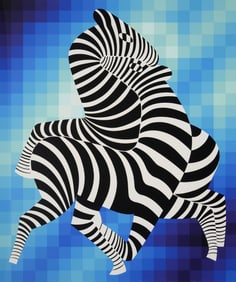 Victor Vasarely ZEBRAS PLAYING Screenprint