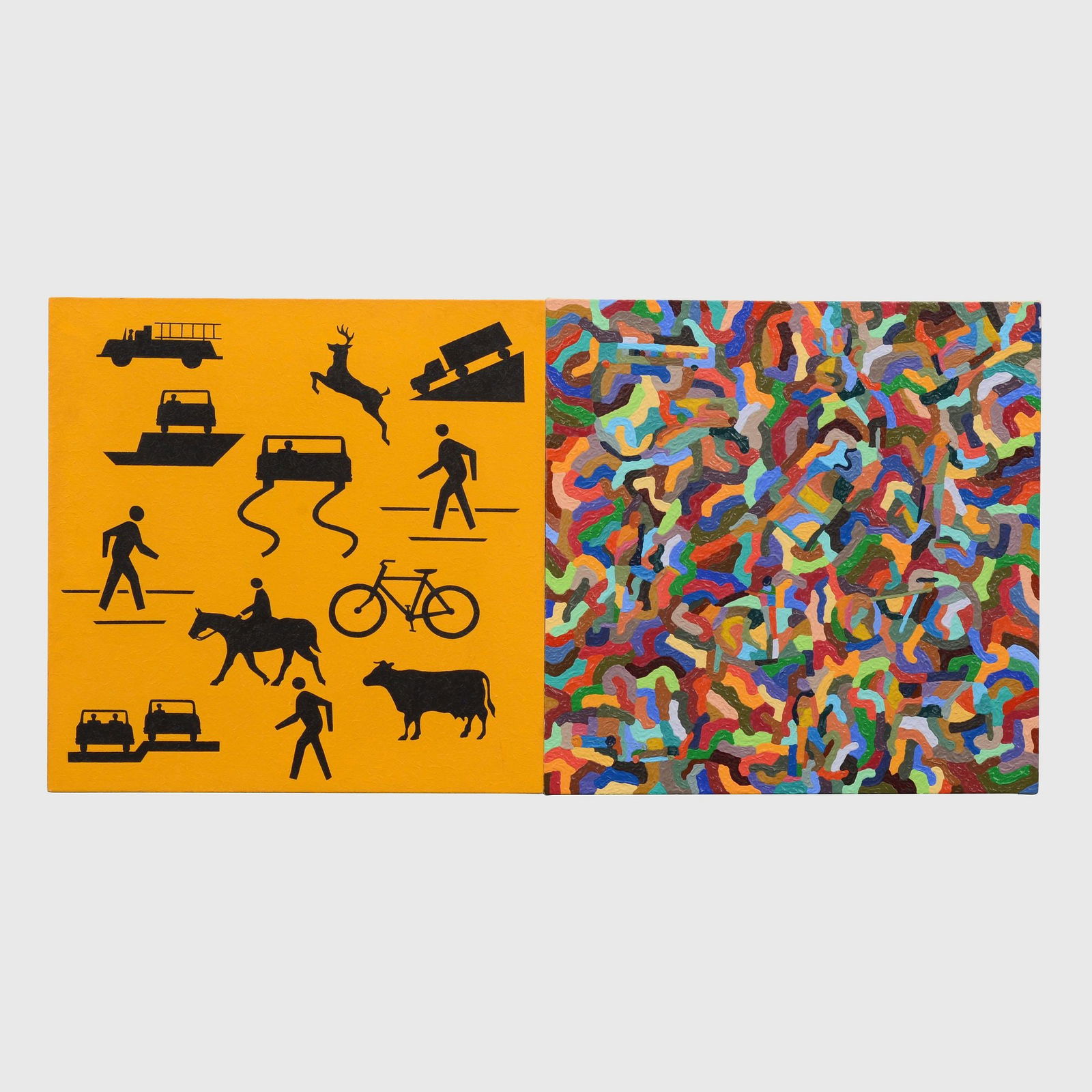 Al Souza Painting, Diptych: Artist/Designer; Manufacturer: Al Souza (American, b. 1944)Marking(s); notes: signed, marking(s); 1981-1982Materials: oil on canvasDimensions (H, W, D):