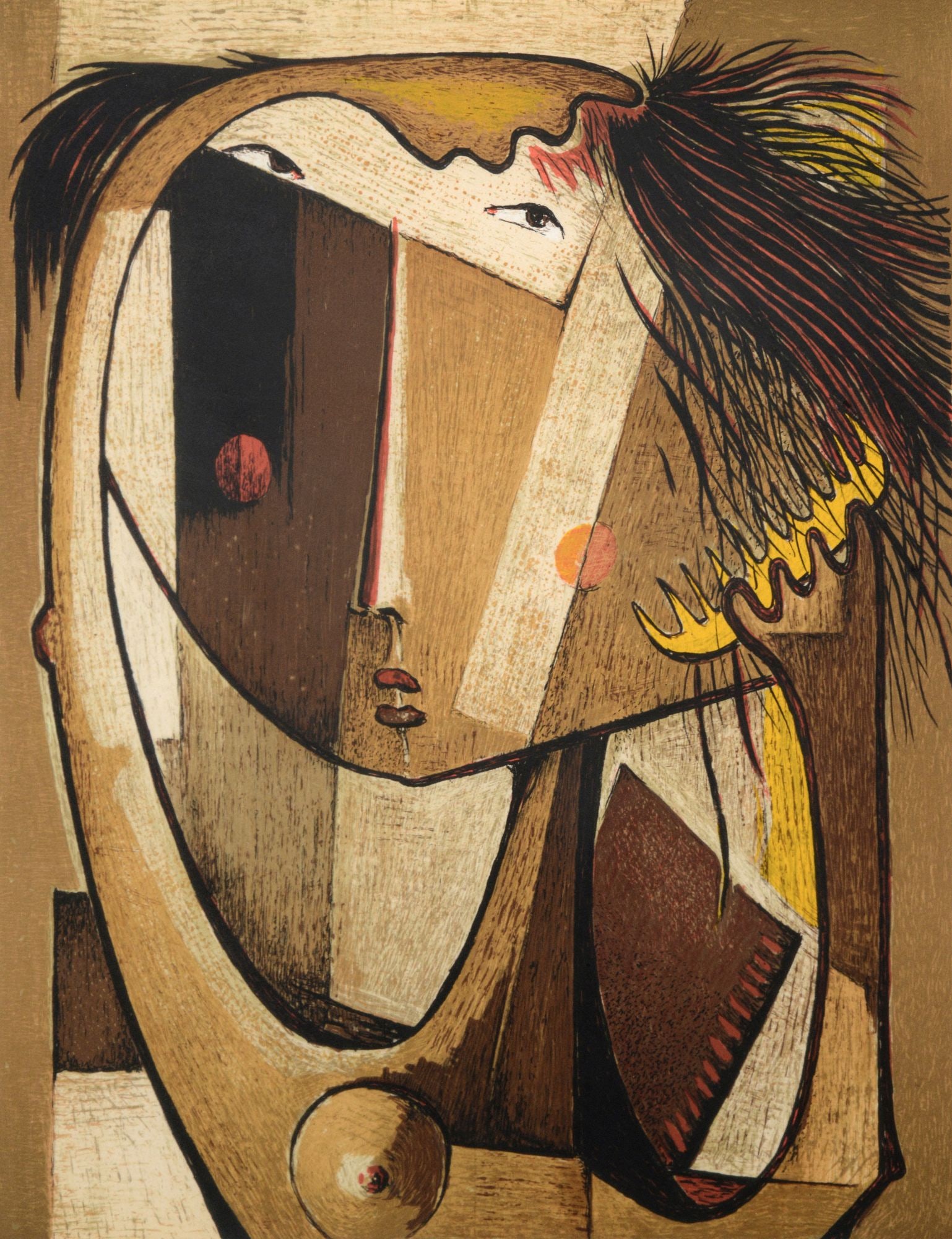 Angel Botello GIRL COMBING HAIR Print: Artist/Designer; Manufacturer: Angel Botello (Spanish, 1913-1986)Marking(s); notes: signed; AP 3/25Materials: paperDimensions (H, W, D): 23.25"h, 18&qu