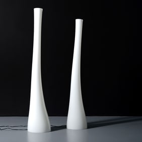 2 Freeform Glass Floor Lamps