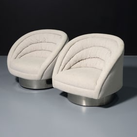 2 Vladimir Kagan CRESCENT Swivel Lounge Chairs