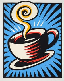 Burton Morris COFFEE CUP - BLUE Screenprint