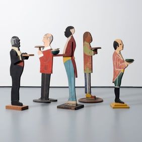 5 Folk Art Butlers / Stands / Servers