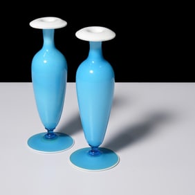 2 LATTIMO Vases Attributed to Barovier & Toso, Murano