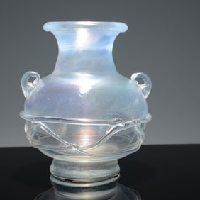 Large Murano IRIDATO Vase, Manner of Ercole Barovier, 12.75"H