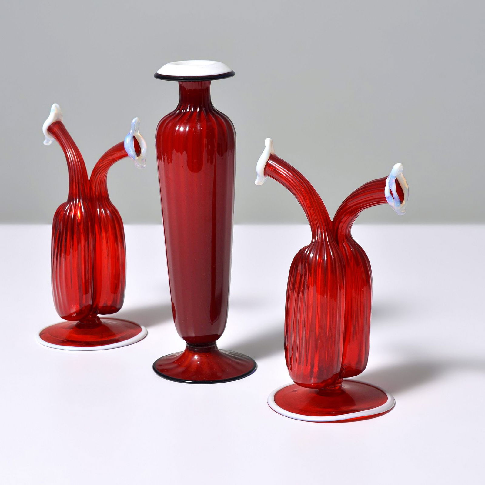 3 Vases / Vessels Attributed to Salviati, Murano: Artist/Designer; Manufacturer: Salviati (Italy), attributedMarking(s); notes: no marking(s) apparentMaterials: glassDimensions (H, W, D): lar