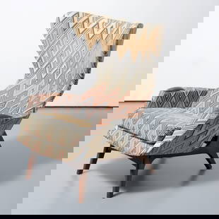 Adrian Pearsall LARGE WING Lounge Chair, Missoni Upholstery: Artist/Designer; Manufacturer: Adrian Pearsall (American, 1925-2011); Craft Associates (USA)Marking(s); notes: no marking(s) apparentMaterials: walnut, upholstery<
