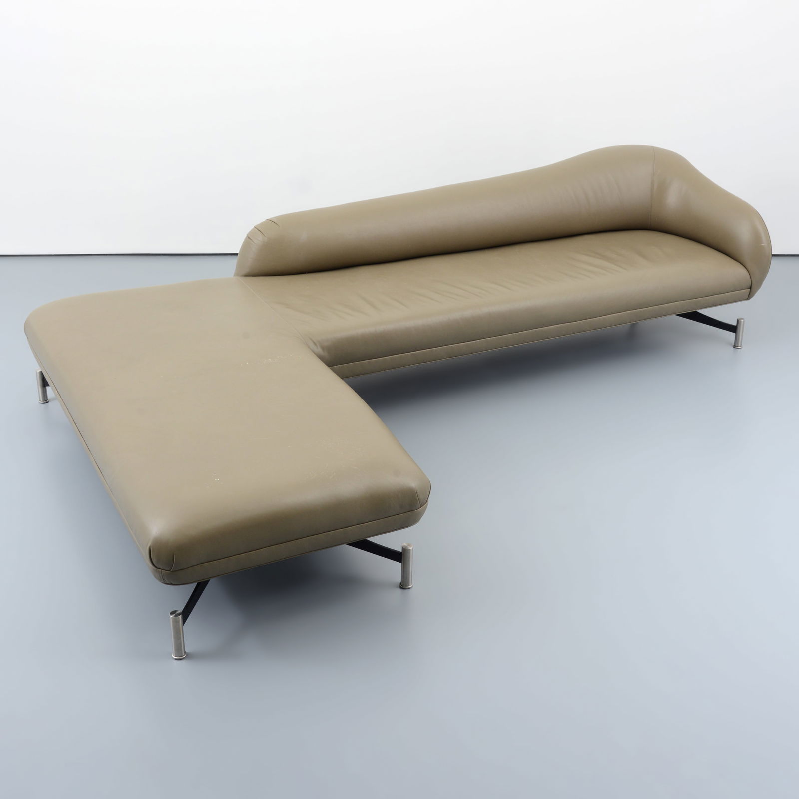 Vladimir Kagan L-SHAPED SWAN BACK Sofa: Artist/Designer; Manufacturer: Vladimir Kagan (American, 1927-2016); Kagan-Dreyfuss (USA)Marking(s); notes: no marking(s) apparentMaterials: enameled and chromed me