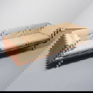 Jydsk Mobelvaerk Sofa: Artist/Designer; Manufacturer:Â Jydsk Mobelvaerk (Denmark)Marking(s); notes:Â Jydsk labelMaterials:Â wood, upholstery, chromed metalDimensions (H, W, D):Â