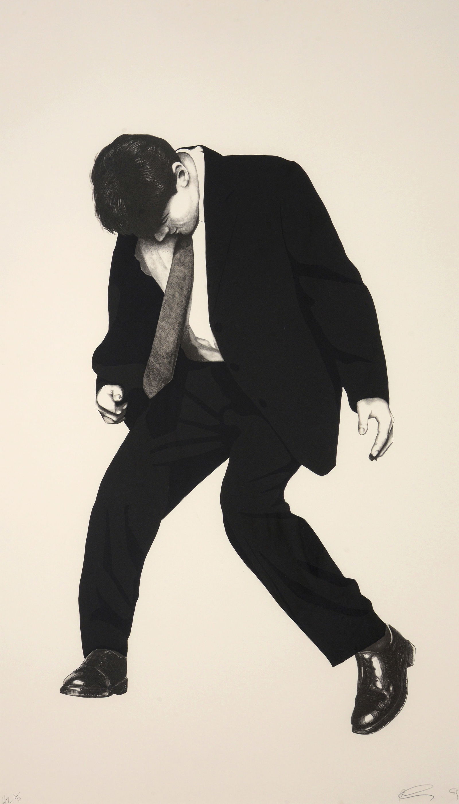 Robert Longo JAMES Lithograph, 70"H: Artist/Designer; Manufacturer: Robert Longo (American, b. 1955)Marking(s); notes: signed, blind stamp; ed. HC 1/10 aside from edition of 50; 2000Materials: lithograph on