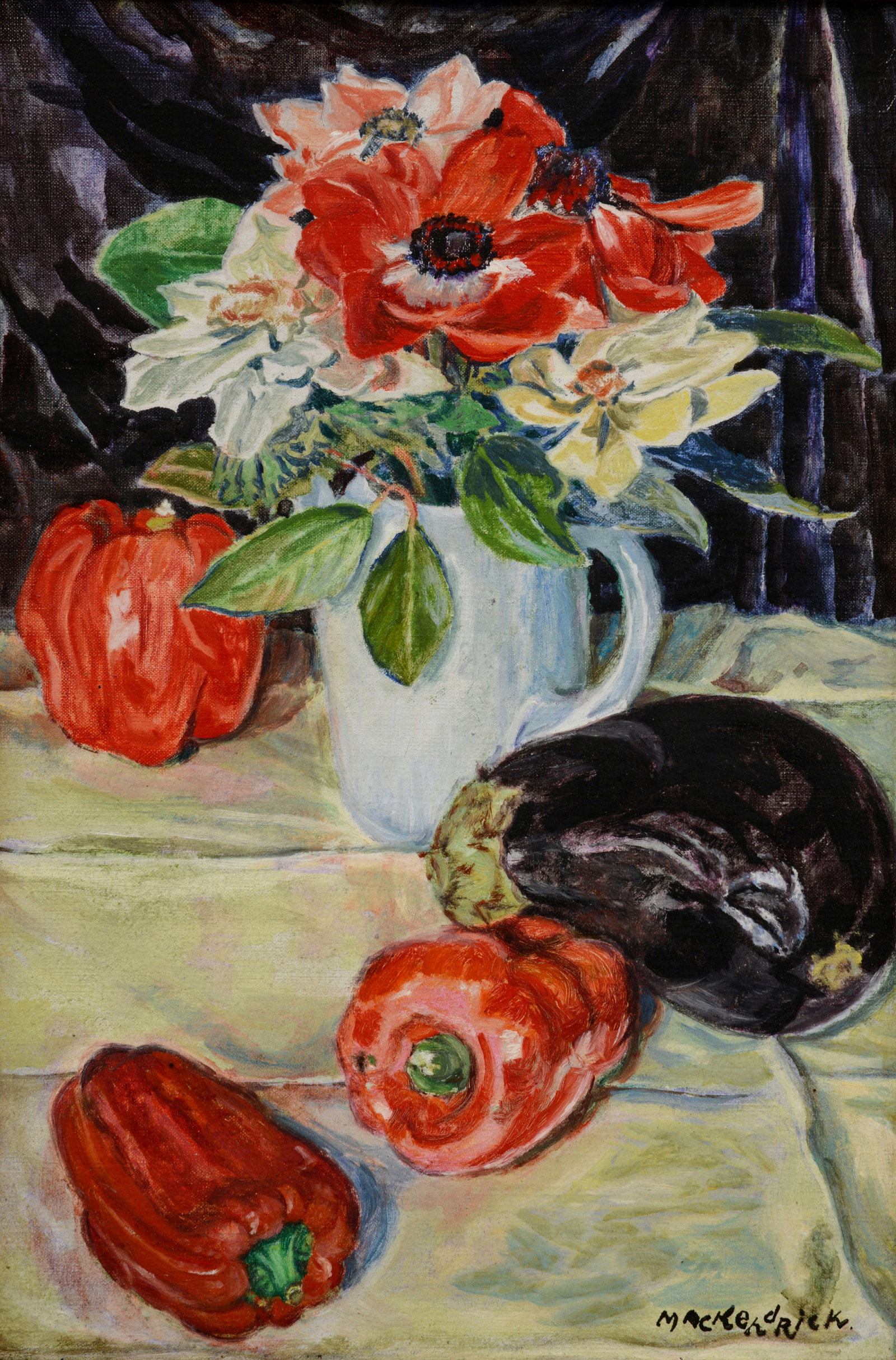 Lilian Mackendrick Floral Still Life Painting: Artist/Designer; Manufacturer: Lilian Mackendrick (American, 1906-1987) Marking(s); notes: signed, marking(s); 1967 Materials: oil on canvas Dimensions (H, W, D):
