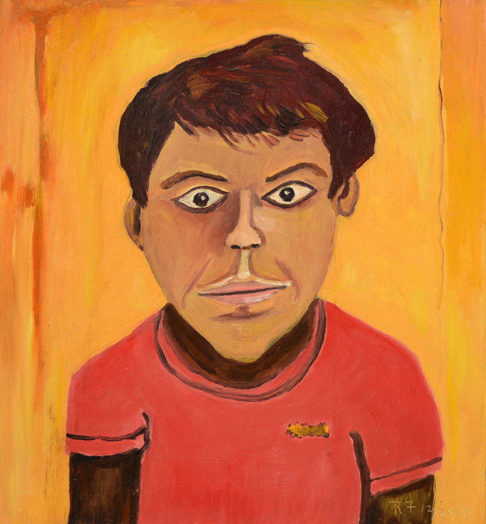Rafael Ferrer Portrait Painting: Artist/Designer; Manufacturer: Rafael Ferrer (Puerto Rican, b. 1933)Marking(s); notes: signed, marking(s); 1984Materials: oil on woodDimensions (H, W, D): 1