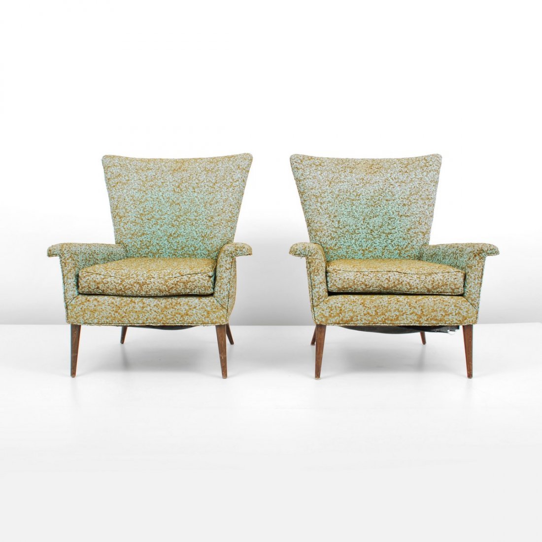 Pair of "Wing" Lounge Chairs, Paul McCobb: Designer & Manufacturer: Paul McCobb, Attributed Markings: none Country of Origin & Materials: USA; wood, upholstery Additional Information & Circa: Pair of "Wing" lounge chairs attributed to Paul McC