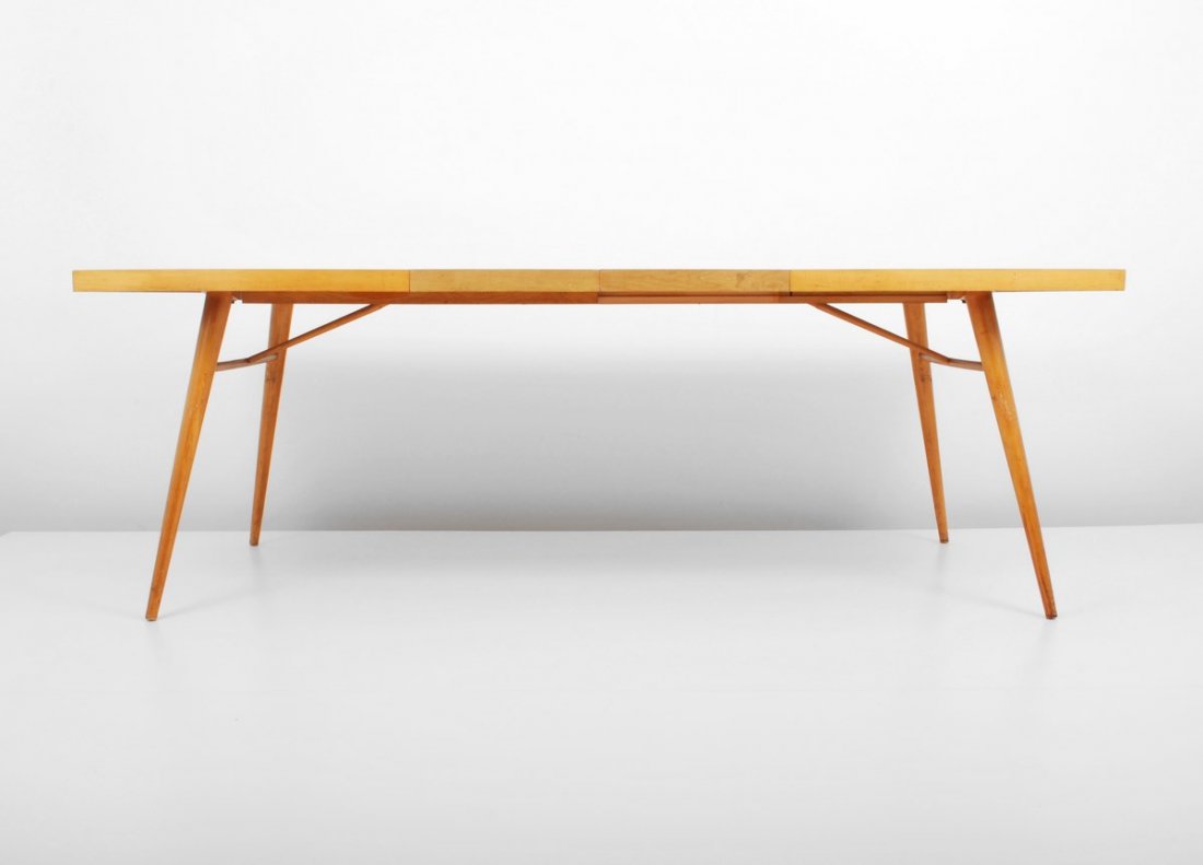 Paul McCobb "Planner Group" Dining Table: Designer & Manufacturer: Paul McCobb; Winchendon Markings: marked Country of Origin & Materials: USA; maple Additional Information & Circa: "Planner Group" dining table with two 15" leaves by Paul McC