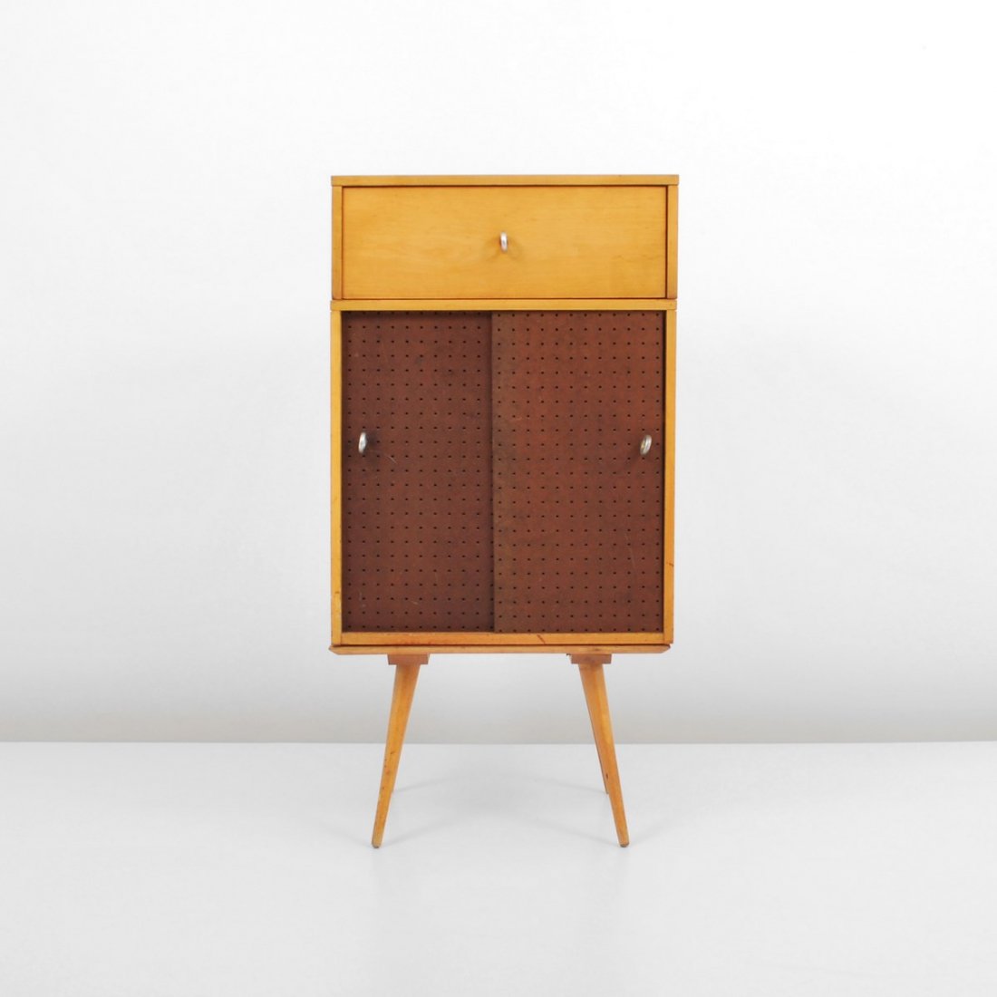 Paul McCobb "Planner Group" Cabinet/Drawer: Designer & Manufacturer: Paul McCobb; Winchendon Markings: none Country of Origin & Materials: USA; aluminum, maple, wood Additional Information & Circa: "Planner Group" cabinet with two sliding doors