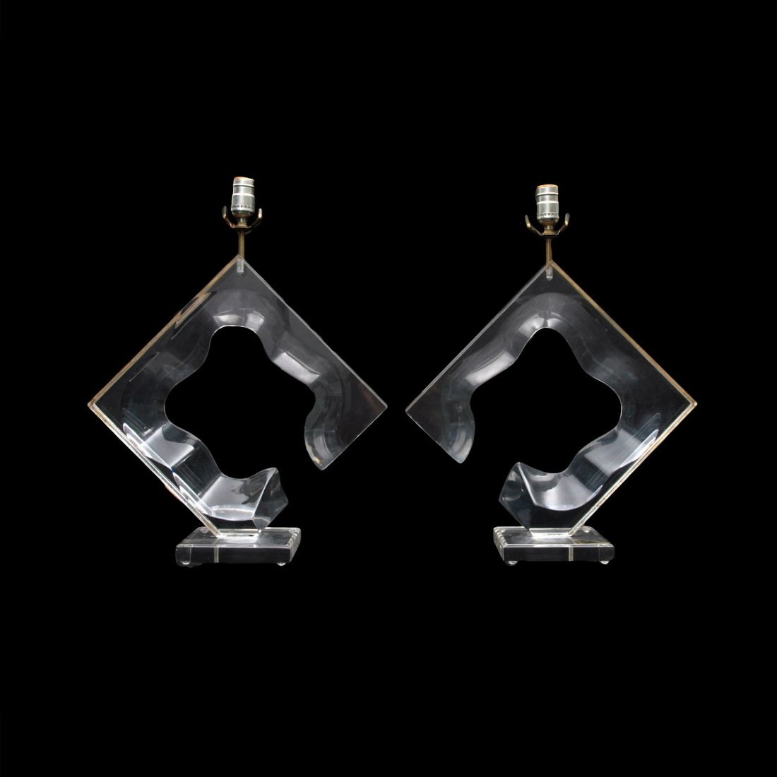 Pair of Hivo Van Teal Lamps: Designer & Manufacturer: Hivo Van Teal Markings: marked Country of Origin & Materials: USA; acrylic Additional Information & Circa: Pair of acrylic lamps by Hivo Van Teal; c. 1980 (Key Word Search: Ho