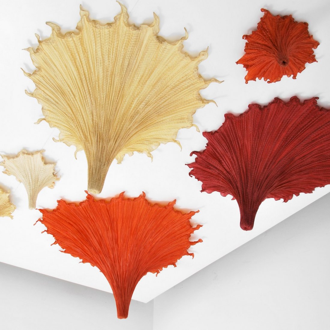 Ayala Serfaty Sconces, Set of 6: Designer & Manufacturer: Ayala Serfaty; Aqua Creations Markings: none Country of Origin & Materials: Israel; metal, silk Additional Information & Circa: Set of six sconces by Ayala Serfaty; 1994 Dimen