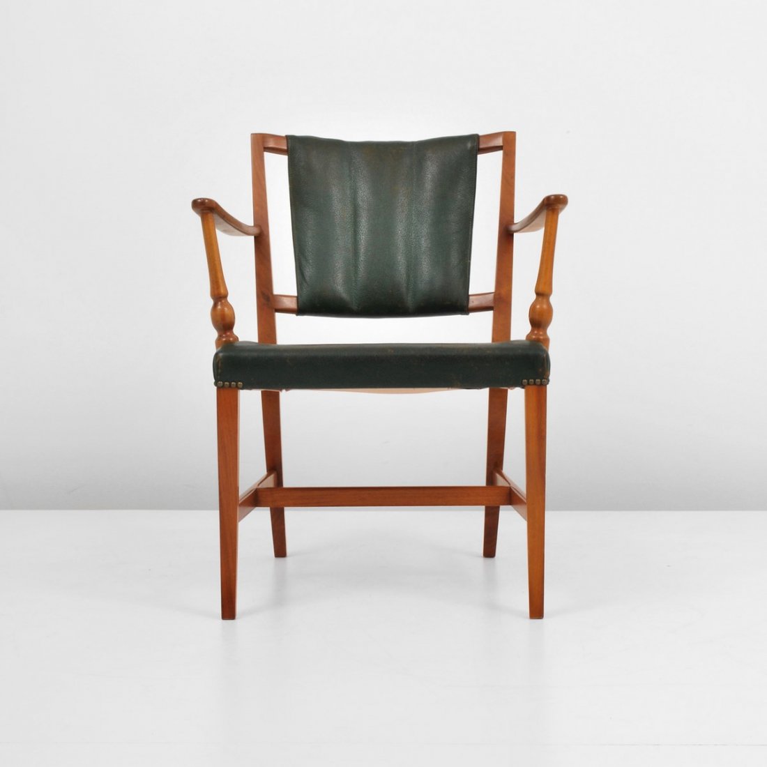Josef Frank Arm Chair: Designer & Manufacturer: Josef Frank; Svenskt Tenn Markings: none Country of Origin & Materials: Sweden; wood, leather Additional Information & Circa: Finely crafted arm chair by Josef Frank; c. 1940