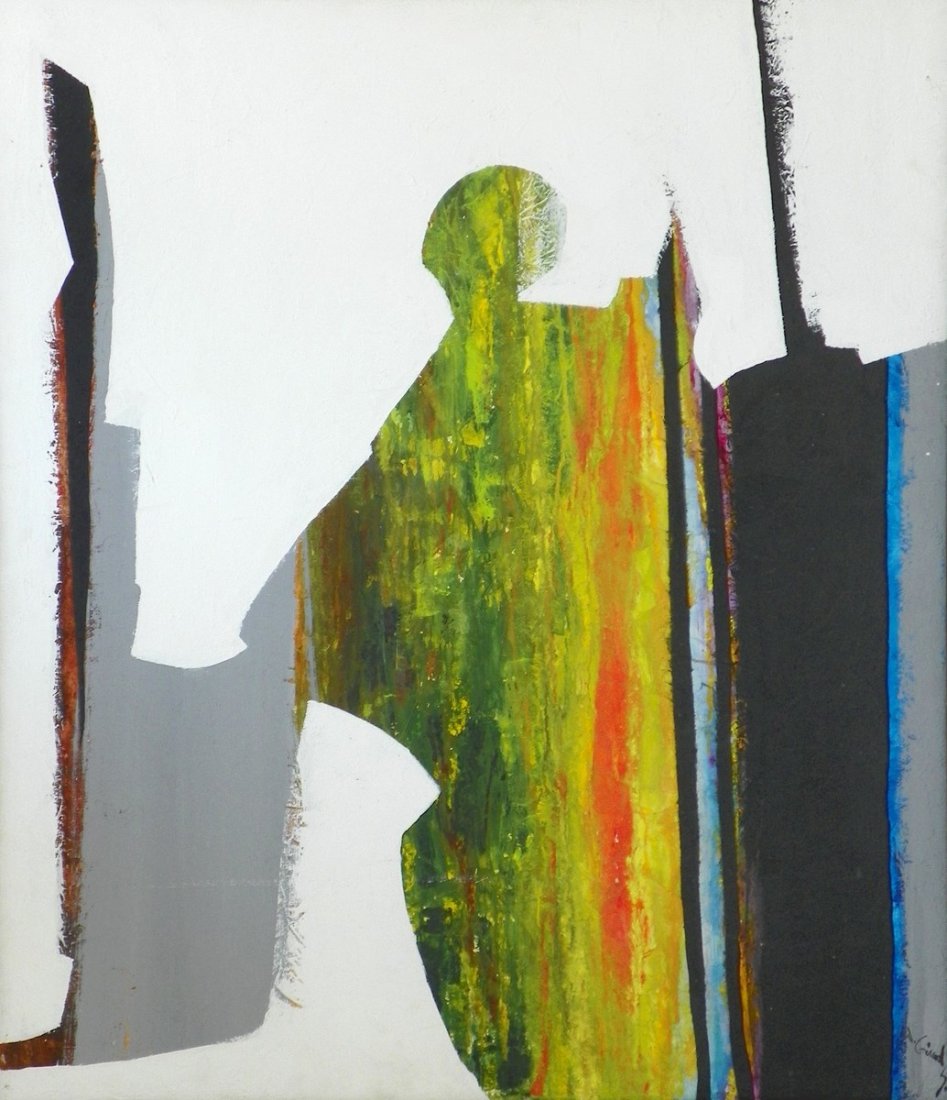 Jonas Gerard Abstract Painting: Designer & Manufacturer: Jonas Gerard Markings: signed Country of Origin & Materials: American; canvas Additional Information & Circa: Abstract painting by Jonas Gerard; 20th Century Dimensions: 43.7