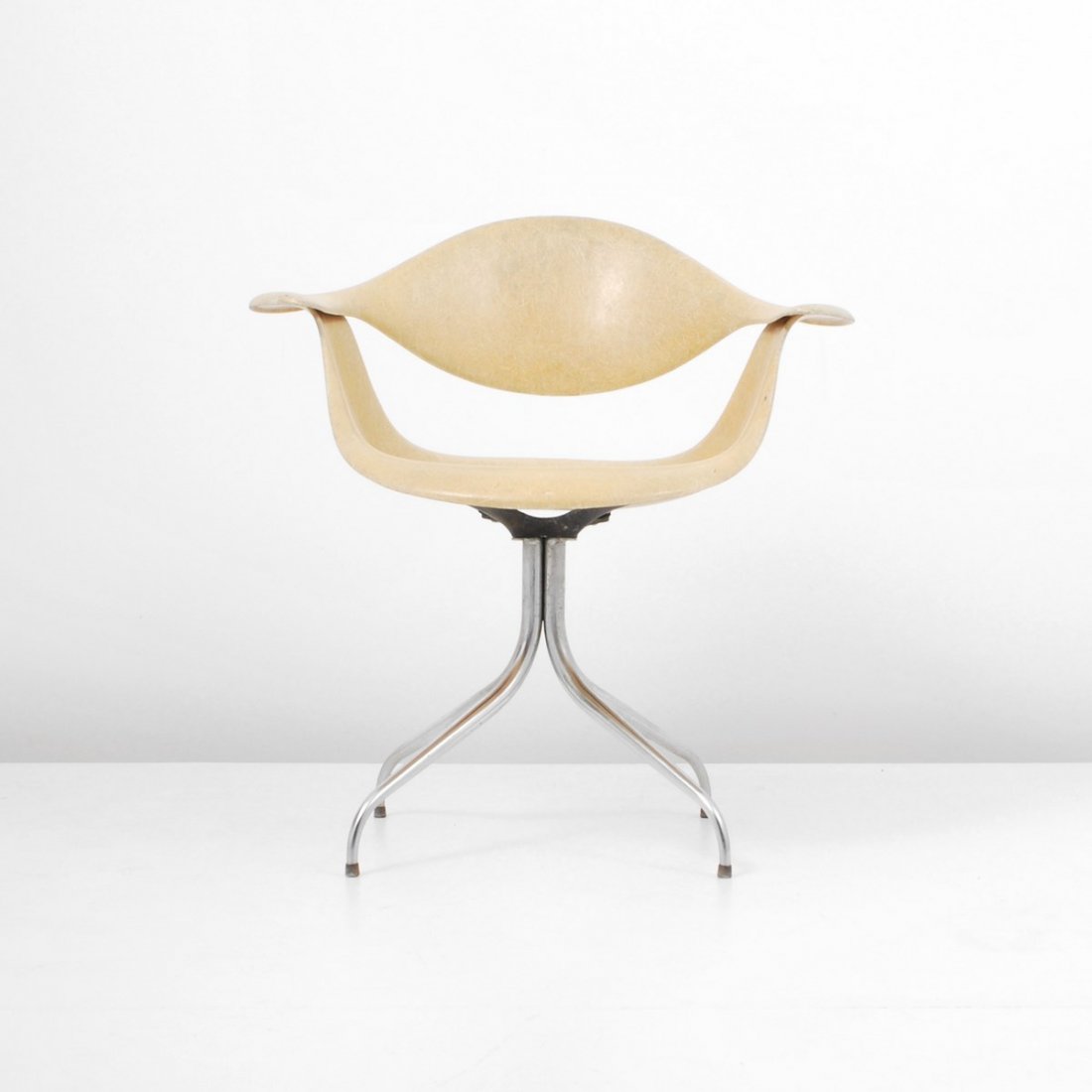 George Nelson "DAF" Arm Chair: Designer & Manufacturer: George Nelson; Herman Miller Markings: none Country of Origin & Materials: USA; metal, fiberglass Additional Information & Circa: "DAF" swag-leg arm chair by George Nelson for