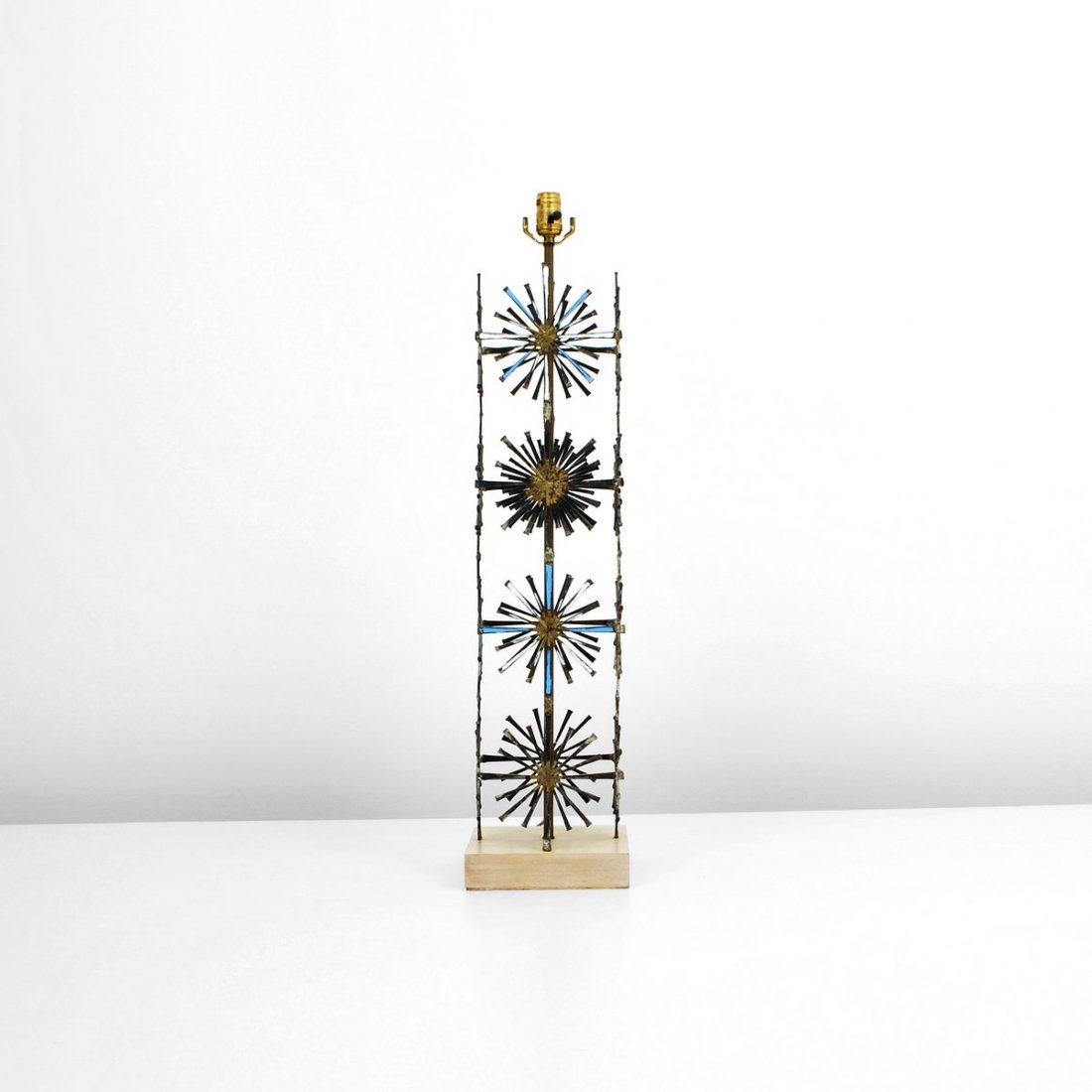 Large "Sunburst" Lamp, Curtis Jere: Designer & Manufacturer: Curtis Jere, Manner of Markings: none Country of Origin & Materials: unknown; metal, other Additional Information & Circa: Large "Sunburst" nail lamp in the manner of Curtis J