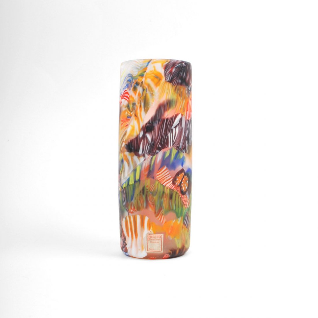 Rare Pollio Perelda "Zebrato" Vase: Designer & Manufacturer: Pollio Perelda; Fratelli Toso Markings: marked Country of Origin & Materials: Italy; glass Additional Information & Circa: Rare "Zebrato" vase with murrines throughout by Poll