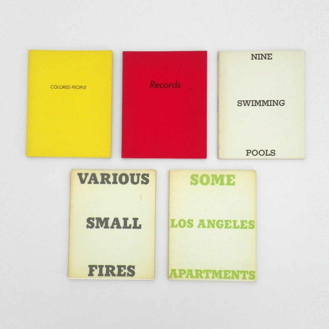 Edward Ruscha, Set of 5 Books: Designer & Manufacturer: Edward Ruscha Markings: marked Country of Origin & Materials: American; paper Additional Information & Circa: Set of five books by Edward Ruscha (b. 1937) including: Colored P