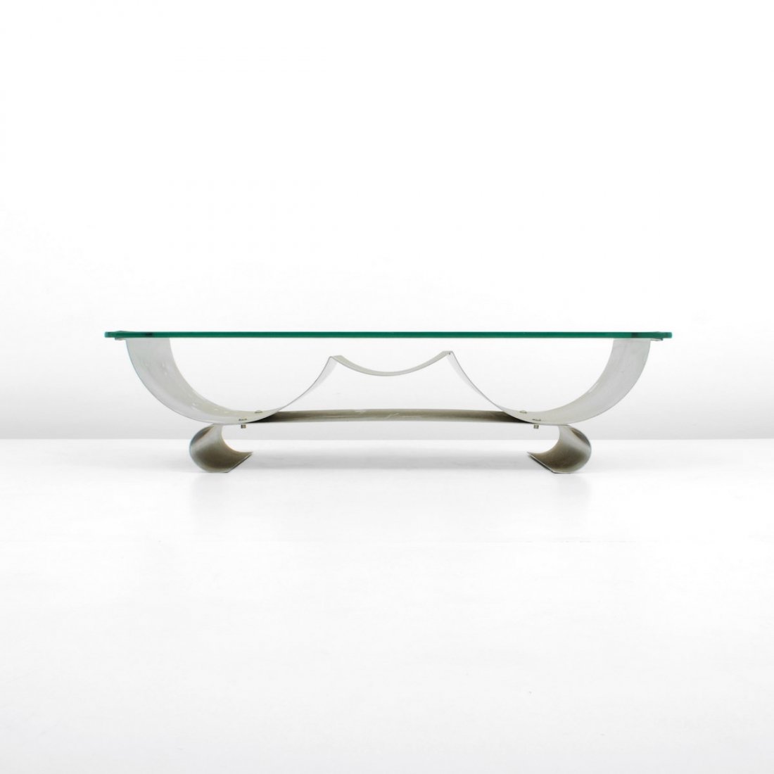 François Monnet Cocktail Table: Designer & Manufacturer: François Monnet; Kappa Markings: none Country of Origin & Materials: France; stainless steel, glass Additional Information & Circa: Stainless steel cocktail table by Françoi