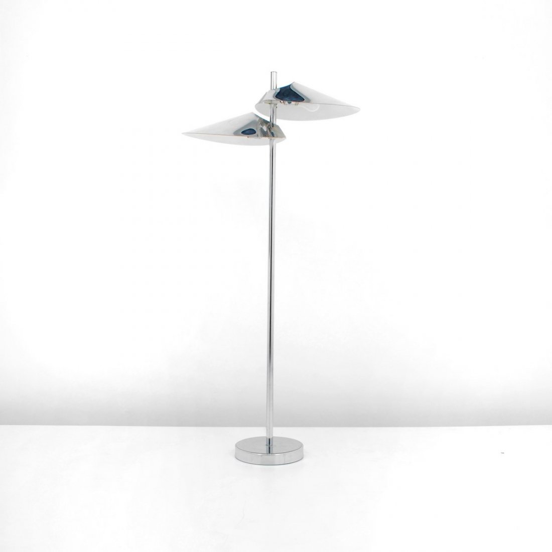 Curtis Jere Floor Lamp: Designer & Manufacturer: Curtis Jere; Artisan House Markings: none Country of Origin & Materials: USA; chrome Additional Information & Circa: Chrome floor lamp by Curtis Jere; c. 1970 (Key Word Search