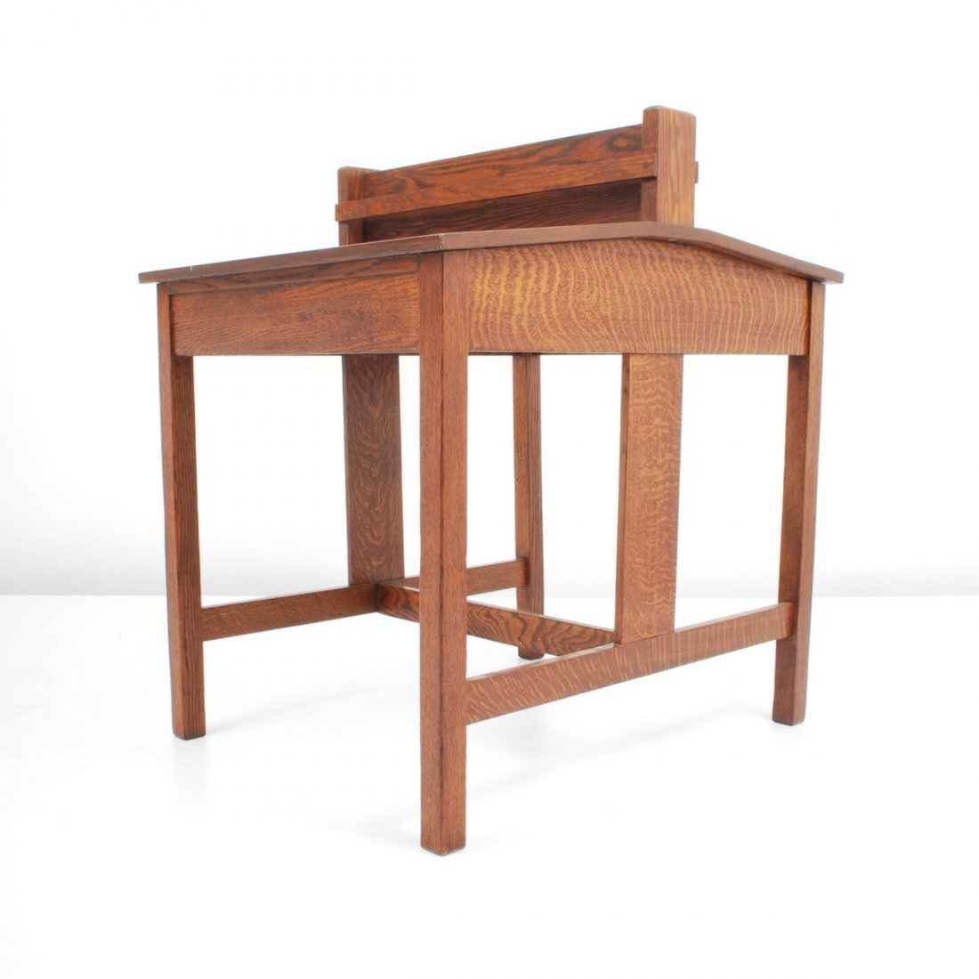 L. & J.G. Stickley Partners Desk: Designer & Manufacturer: L. & J.G. Stickley Markings: marked Country of Origin & Materials: USA; fumed oak Additional Information & Circa: Partners desk by L. & J.G. Stickley, Handcraft label. Double 