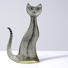 Large Abraham Palatnik (Pal) Cat Sculpture, 15.75"H
