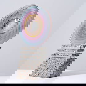 Large Michael David & Kit Karbler Abstract Sculpture, 16"H: Artist/Designer; Manufacturer: Michael David (American, 20th Century), Kit Karbler (American, 20th Century)Marking(s); notes: no marking(s) apparentMaterials: