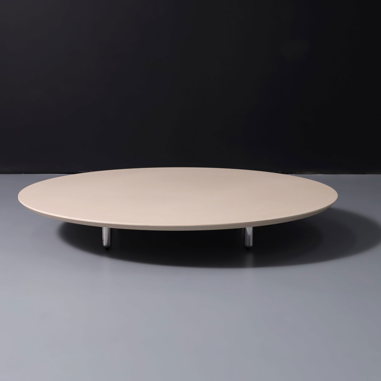 Studio Cappellini Low Coffee Table: Artist/Designer; Manufacturer: Studio Cappellini (Italy)Marking(s); notes: no marking(s) apparent; 1996Materials: laminated wood, chromed metalDimensi