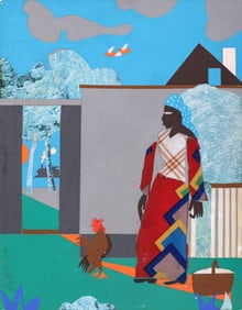 Romare Bearden THE PEPPER JELLY LADY Watercolor Painting & Collage