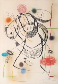 Joan Miro UNTITLED Unique Hand Embellished Etching