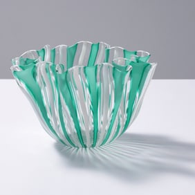 Fulvio Bianconi A CANNE FAZZOLETTO Handkerchief Vase, Murano