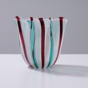 Fulvio Bianconi A CANNE FAZZOLETTO Handkerchief Vase, Murano