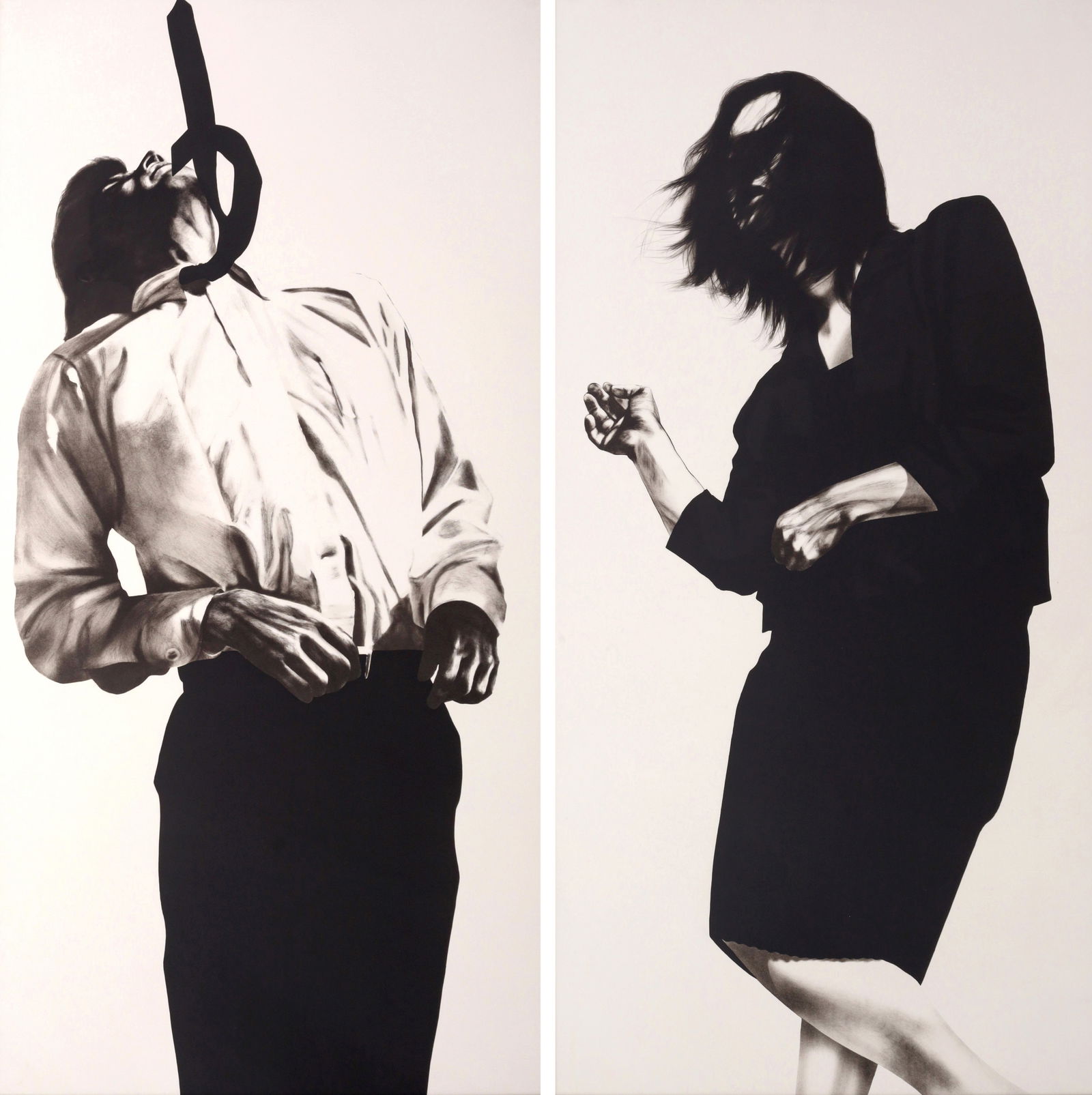 2 Large Robert Longo GRETCHEN & ERIC Lithographs: Artist/Designer; Manufacturer: Robert Longo (American, b. 1953)Marking(s); notes: signed in paper certificate; from an edition of 48 aside from 10 APs, 5 PPs and 2 HCs; 1985Materials: