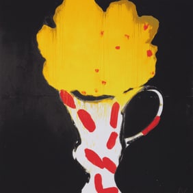 Donald Sultan UNTITLED (YELLOW ROSES IN CHINESE VASE) Screenprint