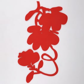 Donald Sultan THREE RED LANTERN FLOWERS Wall Sculpture