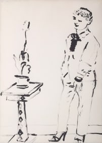 Large David Hockney CELIA MUSING Lithograph, 40"H